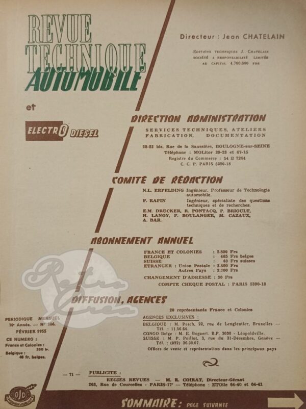 Revue Technique RTA Panhard Dyna Z 1954-55 (partie 1) – Image 2