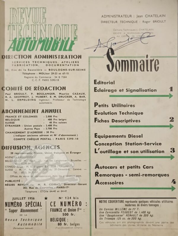 Revue Technique RTA Véhicules utilitaires 1956 - Image 2