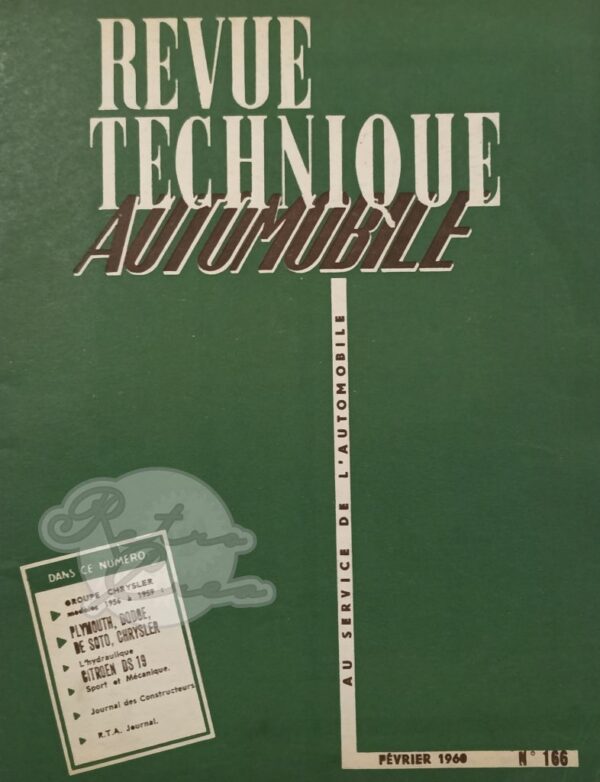 Revue Technique RTA Chrysler, Plymouth, De Soto, Fargo, Dodge 6/8cyl. (1956-59)
