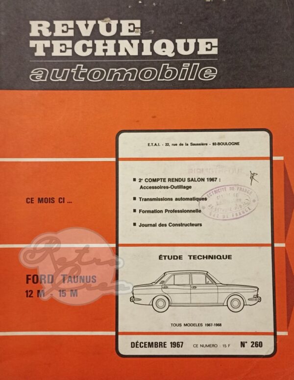 Revue Technique RTA Ford Taunus 12M, 15M (P6)