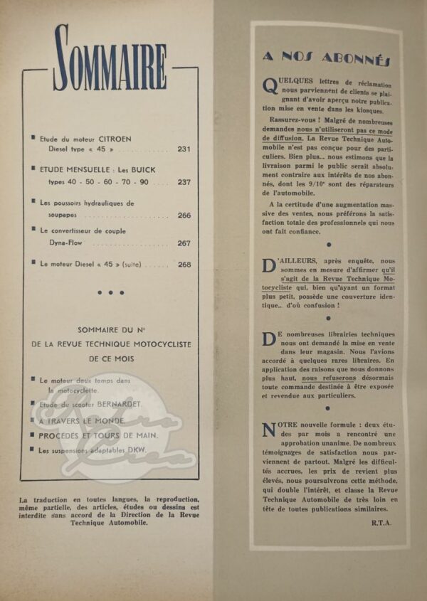 Revue Technique RTA Buick V8 Special, Super, Century, Roadmaster (1936-52). Citroën Diesel 45 – Image 3