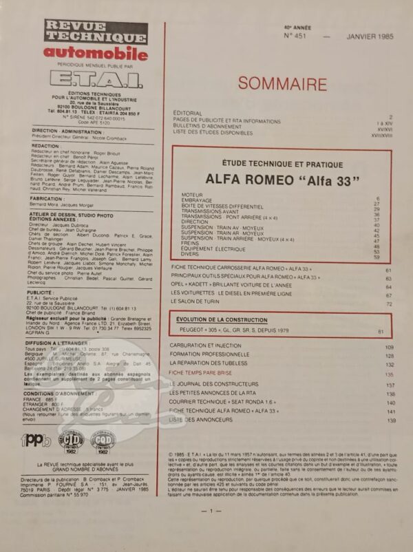 Revue Technique RTA Alfa Romeo Alfa 33, 4x4 – Image 2