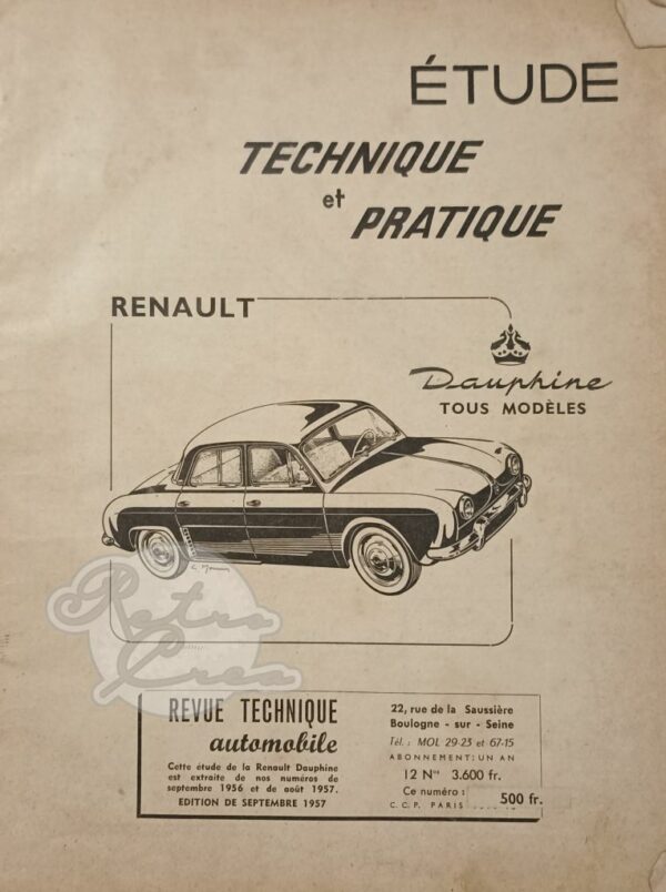 Revue Technique Etude RTA Renault Dauphine 56-58 - Image 2