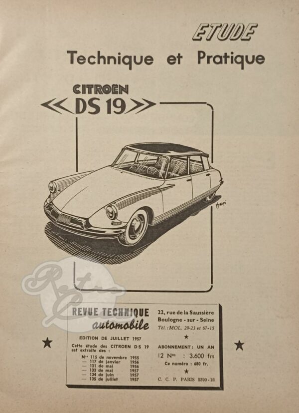 Revue Technique Etude RTA Citroën DS19 – Image 2