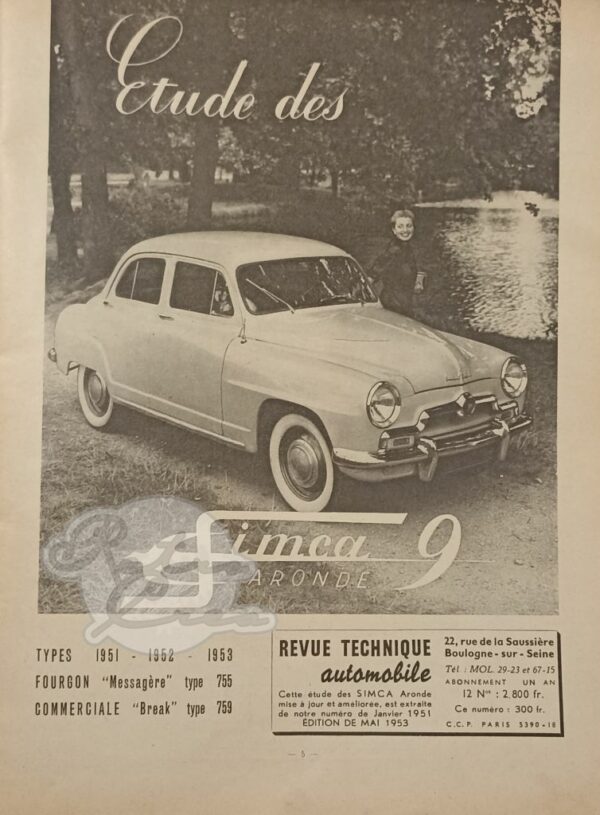 Revue Technique Etude RTA Simca 9 Aronde – Image 2