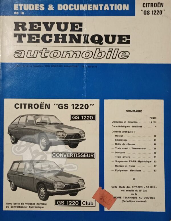 Revue Technique Etude RTA Citroën GS 1220