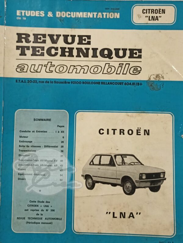 Revue Technique Etude RTA Citroën LNA