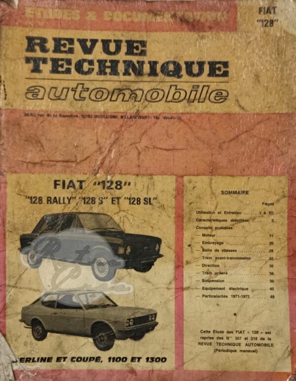 Revue Technique Etude RTA Fiat 128