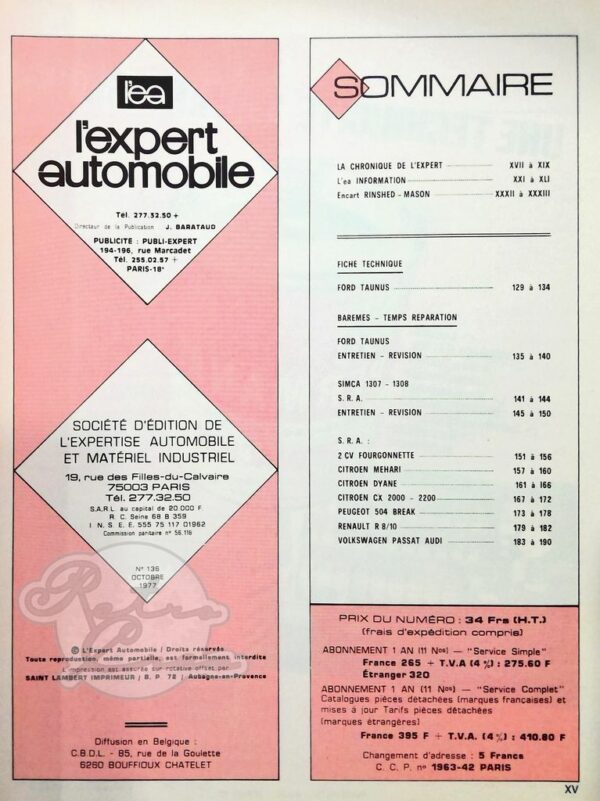 Revue Technique L'Expert Automobile Ford Taunus 1600 1600 2000 - Image 2
