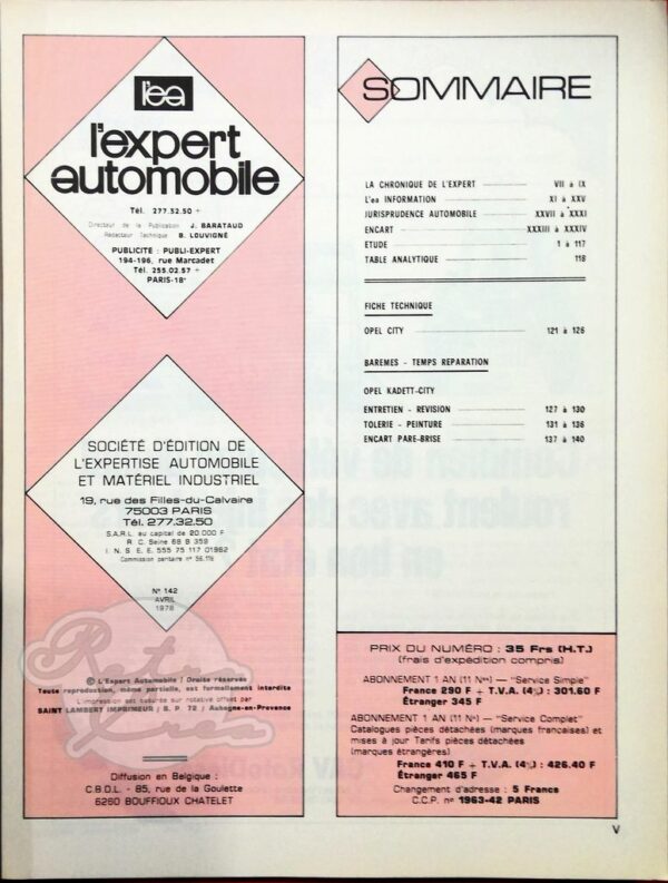 Revue Technique L'Expert Automobile Opel City 1000 1200 - Image 2