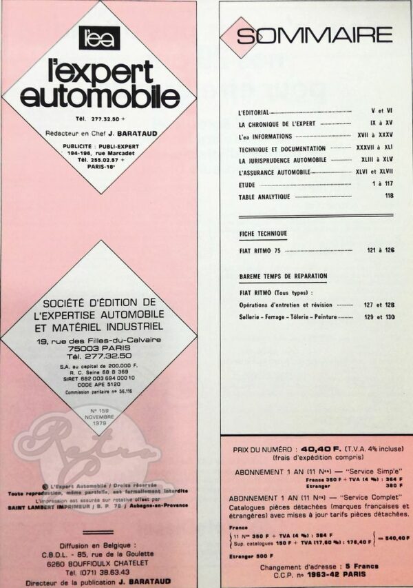 Revue Technique L'Expert Automobile Fiat Ritmo 60 65 75 - Image 2