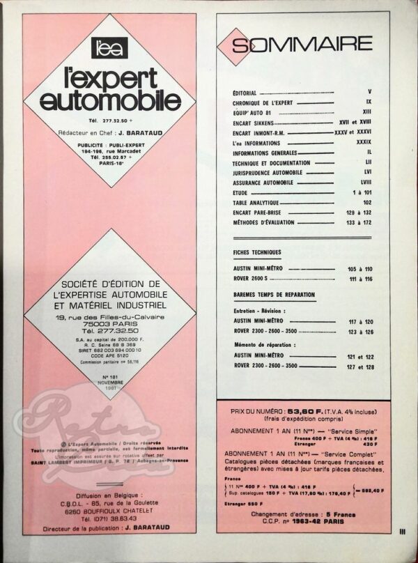 Revue Technique L'Expert Automobile Austin Mini Metro 1000 1300 - Image 2