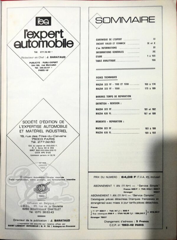 Revue Technique L'Expert Automobile Mazda 323 FF – Image 2