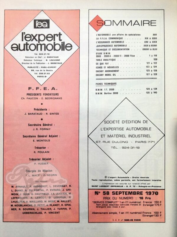 Revue Technique L'Expert Automobile BMW 2000 2000A 2000TI 2000TILUX - Image 2