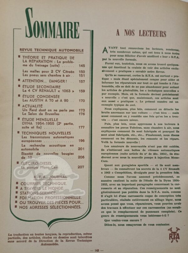 Revue Technique RTA Panhard Dyna Z 1954-55 (partie 2). Renault 4cv R1063 - Image 3