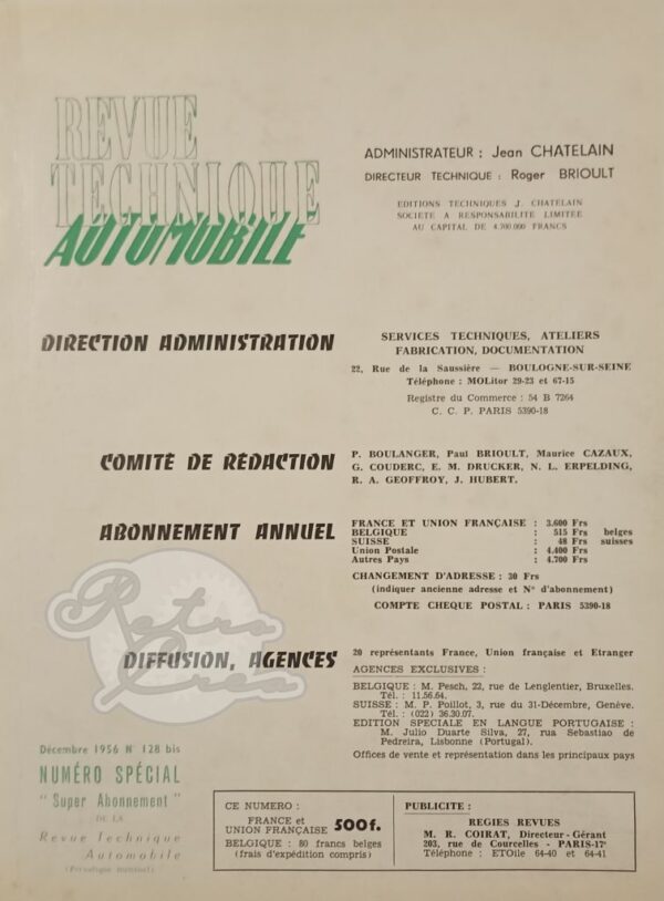 Revue Technique RTA Electricité automobile 1956 - Image 2