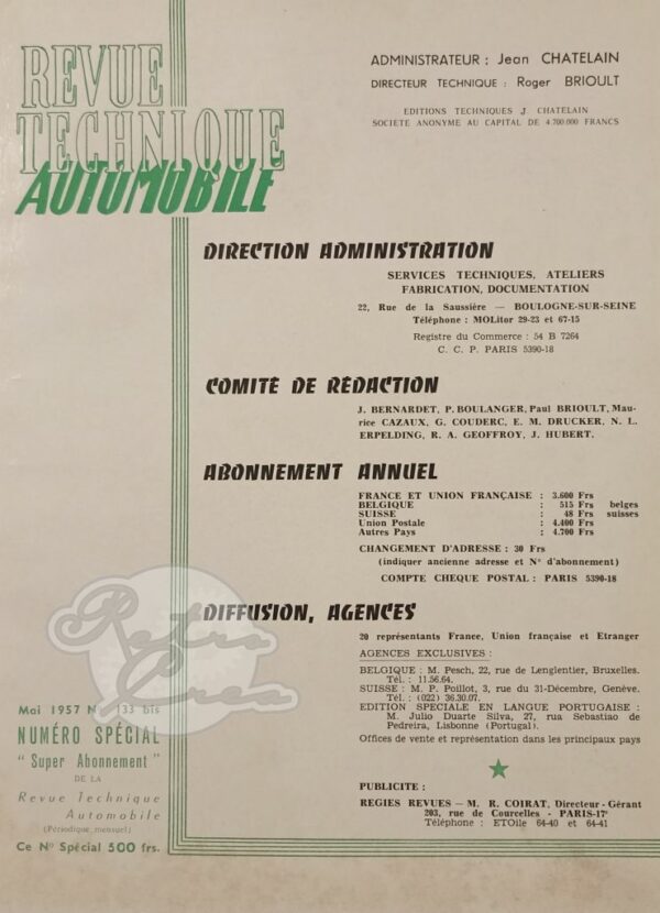 Revue Technique RTA Véhicules utilitaires 1957 - Image 2