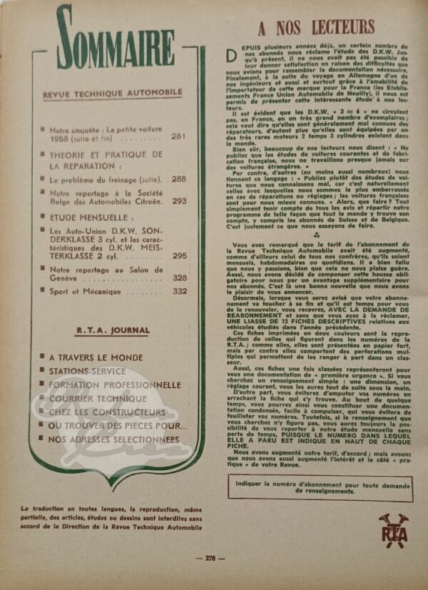 Revue Technique RTA DKW 3=6, Sonderklasse, F91, F93, F94, 900, Monza - Image 3