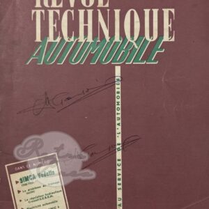 Revue Technique RTA Simca Vedette Beaulieu, Chambord, Présidence, Marly