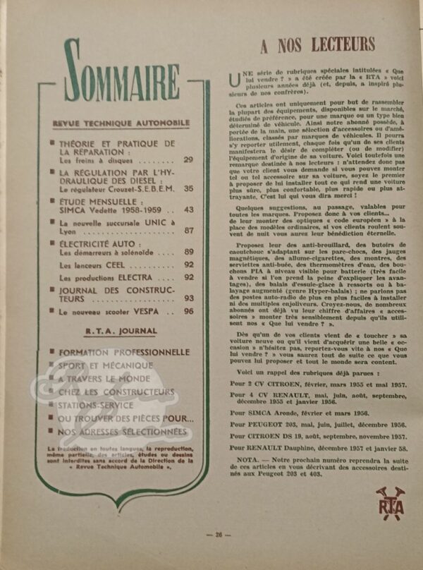 Revue Technique RTA Simca Vedette Beaulieu, Chambord, Présidence, Marly - Image 3