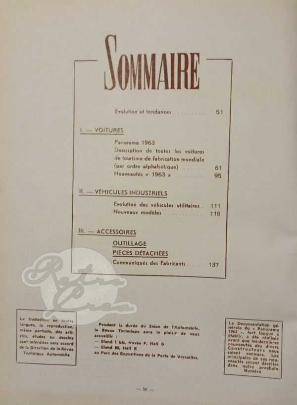 Revue Technique RTA Special Salon 1962 - Image 3