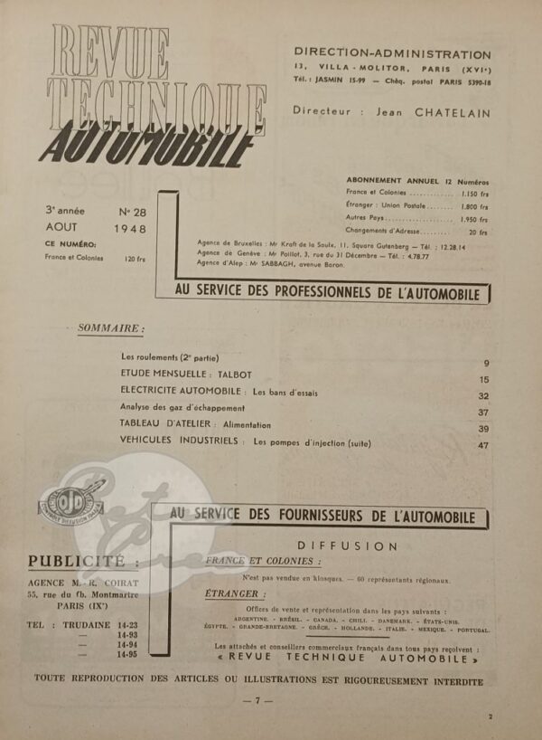 Revue Technique RTA Talbot Lago, Baby, Minor, etc 3/4cyl. - Image 2