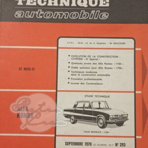 Revue Technique RTA Alfa Romeo 1750 berline, Spider Veloce, GT Veloce