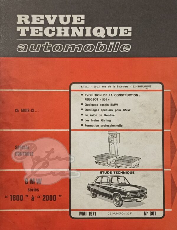 Revue Technique RTA BMW 1600, 1800, 2000, 2002 toutes