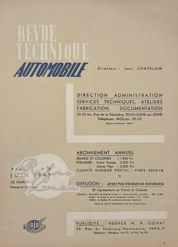 Revue Technique RTA Buick V8 Special, Super, Century, Roadmaster (1936-52). Citroën Diesel 45 - Image 2