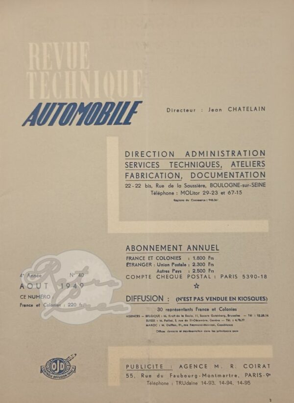 Revue Technique RTA Panhard Dyna X84 et K fourgonnette. Ford Canada C598T, C59T - Image 2