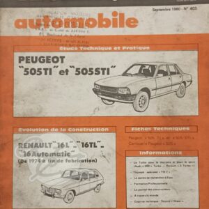 Revue Technique RTA Peugeot 505 TI, STI