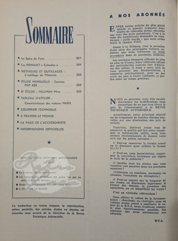 Revue Technique RTA Fiat 626. Hillman Minx - Image 3