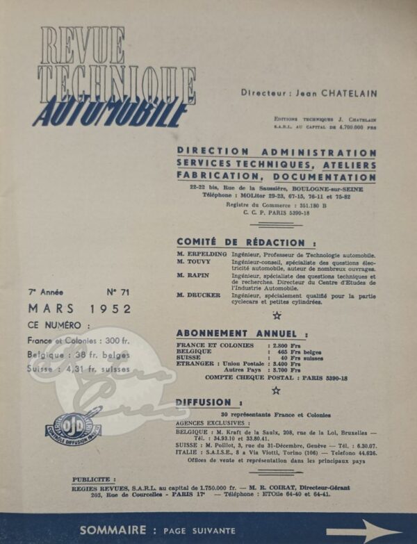 Revue Technique RTA VW Coccinelle Type 1 (1131cm3). Renault R3041 - Image 2