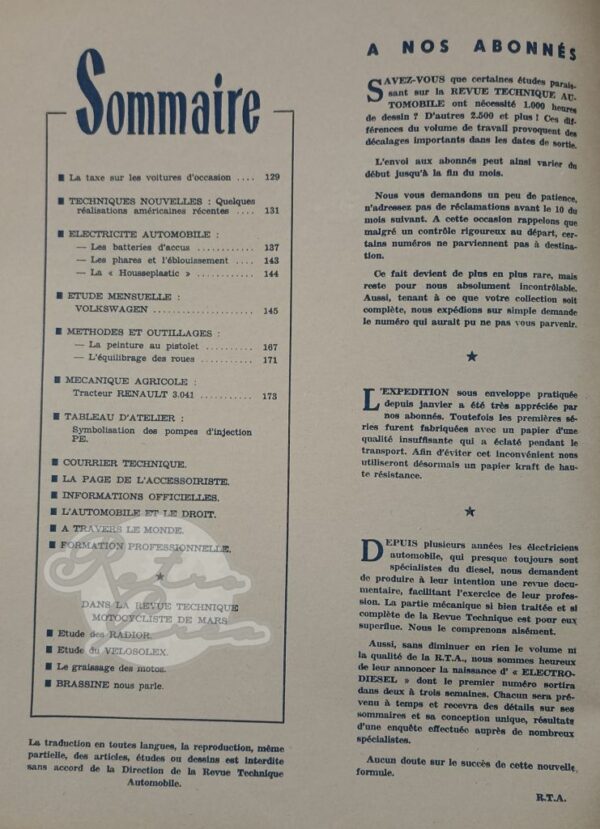 Revue Technique RTA VW Coccinelle Type 1 (1131cm3). Renault R3041 - Image 3