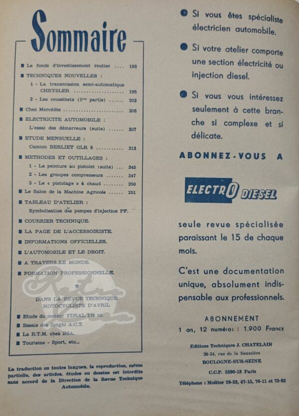 Revue Technique RTA Berliet GLR 8, PCK R, PLR 8, TLR 8 - Image 3