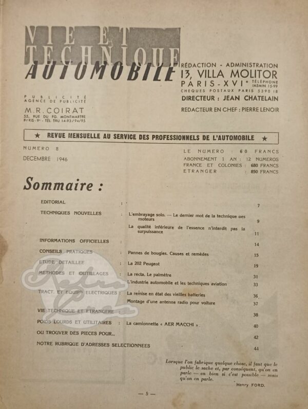 Revue Technique RTA Peugeot 202 - Image 2