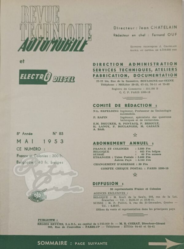 Revue Technique RTA Simca 9 Sport. Vierzon 302 - Image 2