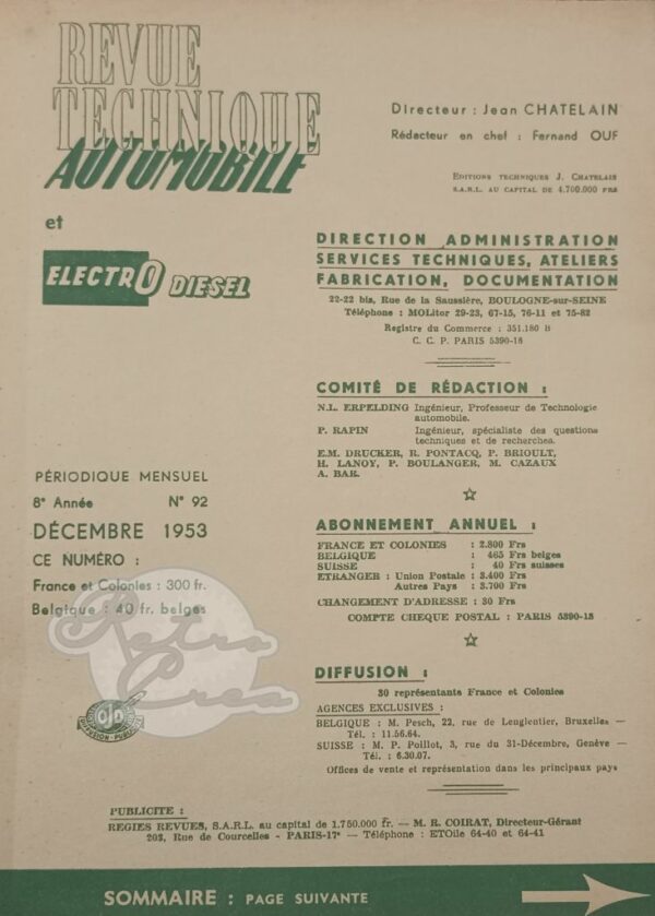 Revue Technique RTA Ford USA 1952-53 (6 & 8 cyl). Ferguson TE, TEA, TEC, TEK, TEF (partie 1) - Image 2