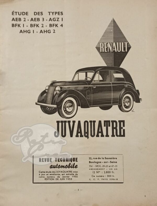 Revue Technique Etude RTA Renault Juvaquatre - Image 2
