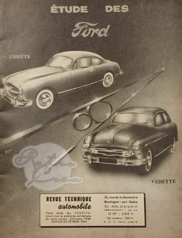 Revue Technique Etude RTA Ford Vedette Comete 12 et 13CV - Image 2