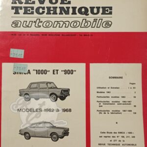 Revue Technique Etude RTA Simca 1000 900