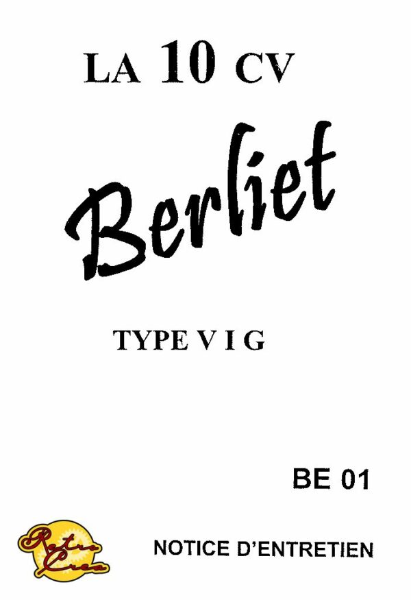 Notice Berliet 10CV TYPE VIG