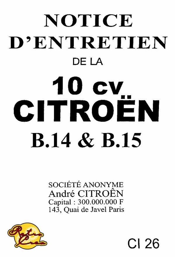 Notice Citroën B14 B15 10CV