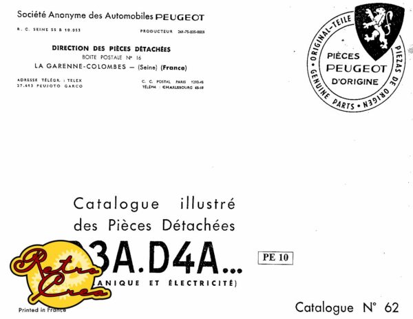 Catalogue Pièces Peugeot D3A D4A