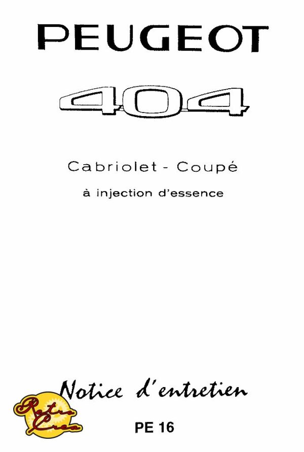 Notice Peugeot 404 Cabriolet - coupé injection