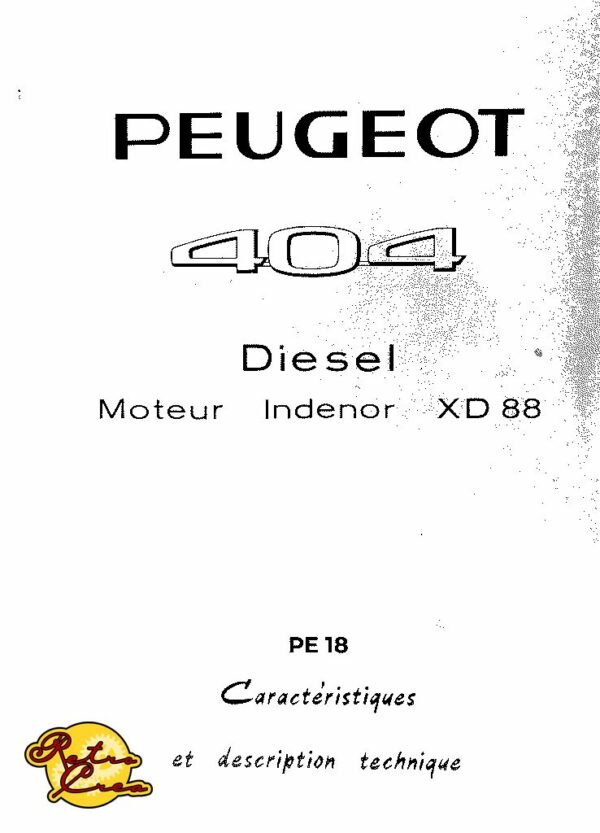 Pub / Automobilia Peugeot 404 Moteur XD88 diesel