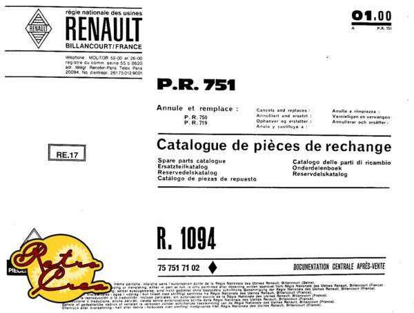 Catalogue Pièces Renault Caravelle R1094