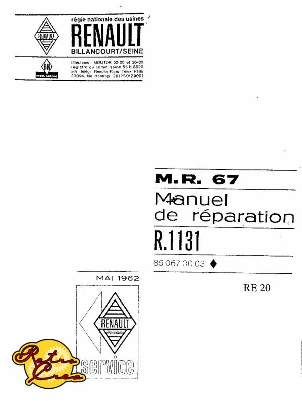 Manuel Réparation Renault Caravelle R1131