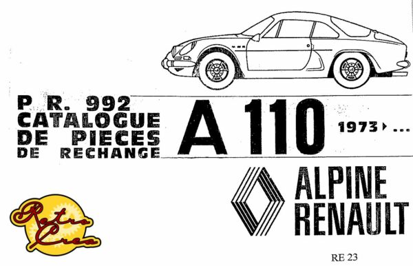 Catalogue pièces Alpine Renault A110 depuis 1973