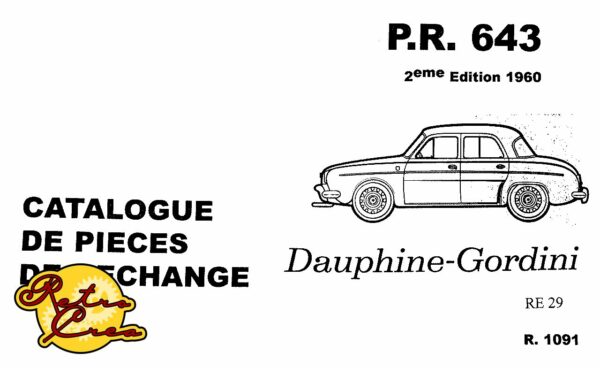 Catalogue Pièces Renault Dauphine Gordini R1091